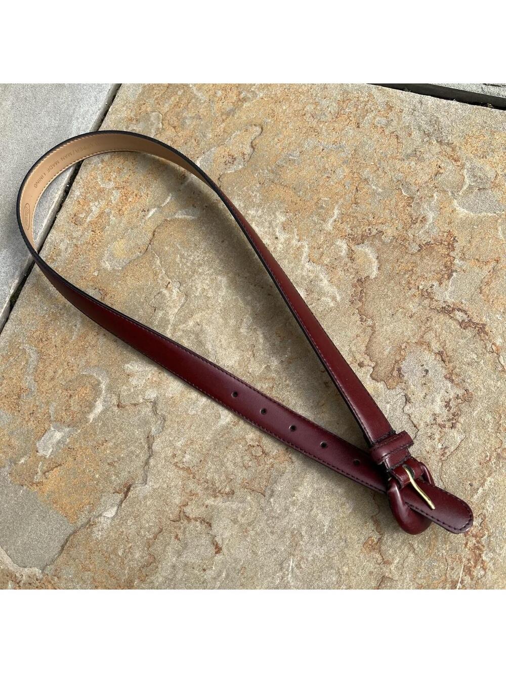 Vintage 90s Dark Reddish Brown Leather Belt